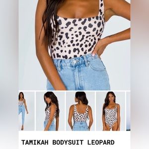 Princess Polly Tamikah Black and Tan Leopard body suit size 6